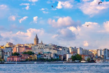 A view of the Karakoy skyline from the Bosphorus, Istanbul, Turke