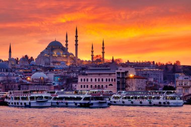 Fatih district with the Suleymaniye Mosque and the Eminonu square , Istanbul, Turkey