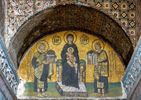 Virgin Child Christ Southwestern Entrance Mosaic Hagia Sofia Istanbul Turke — Foto Stock