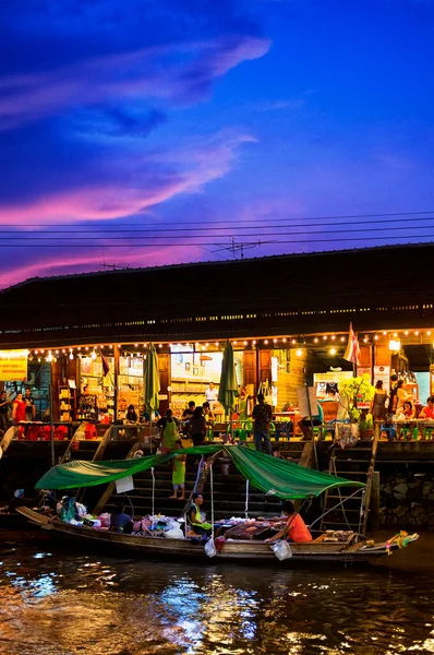 Mercado Flotante Amphawa Atardecer Amphawa Tailandia —  Fotos de Stock