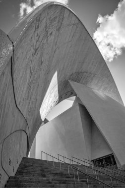 Oditorio de Tenerife 'nin siyah beyaz detayları, Santa Cruz de Tenerife, Kanarya Adaları, İspanya