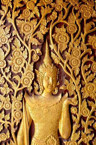 Ozdoba Drzwiach Wat Dok Kham Chiang Mai Tajlandia — Zdjęcie stockowe