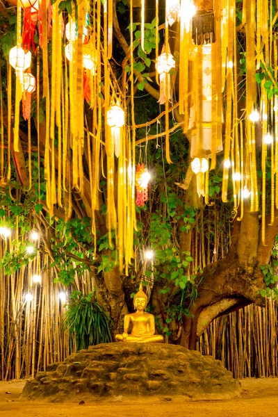 Buddha Image Sitting Bodhi Tree Wat Phan Tao Chiang Mai — Stock Photo, Image