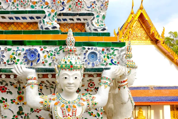 Detalle Recién Restaurada Wat Arun Bangkok Tailandia — Foto de Stock