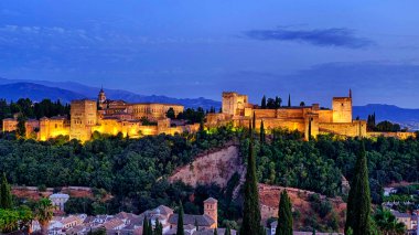 Mirador de San Nicolas, Granada, İspanya 'dan Alhambra Panoraması