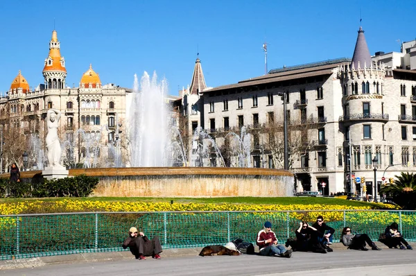 Kącik Plaza Catalunya Passeige Garcia Barcelona Hiszpania — Zdjęcie stockowe