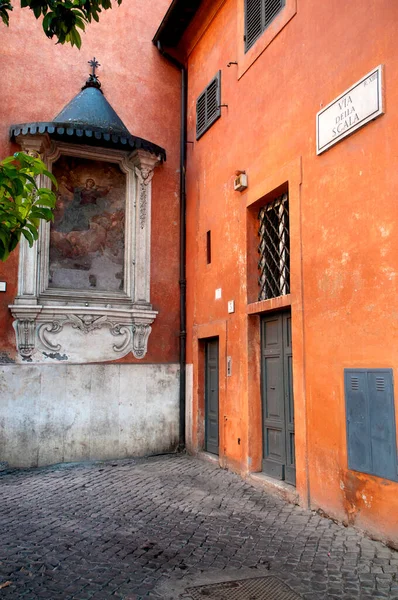 Corner Piazza Sant Egidio Della Scala Rome Italy — Stock Photo, Image