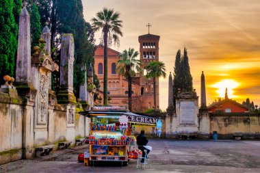 Piazza dei Cavalieri di Malta 'da yemek kamyonu, Roma, İtalya