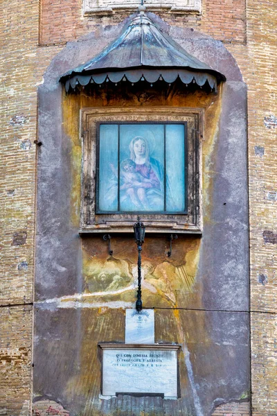 Virgin Mary Aedicula Rear Santa Maria Della Consolazione Rome Italy — Stock Photo, Image