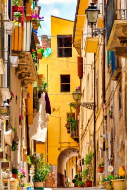Small alley in the historic centre of Sulmona, Italy