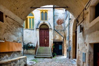 Small alley in the historic centre of Citta' Sant'Angelo, Italy clipart