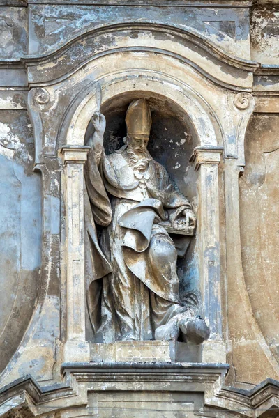 Statue Facade Church Sant Agostino Citta Sant Angelo Italy — Foto de Stock