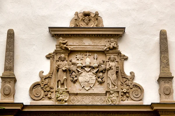 Portal in the courtyard of the town hall with the coat of arms of Elector Johann von Schonenberg, Koblenz, Germany