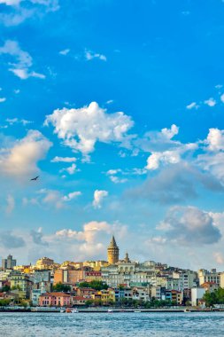 A view of the Karakoy skyline from the Bosphorus, Istanbul, Turke