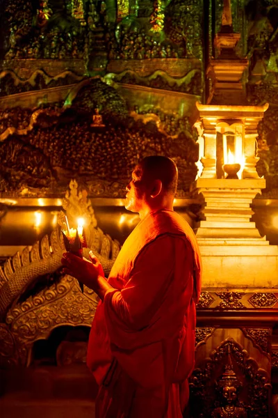 Chiang Mai Unplugged Festival Candlelight Ceremony Wat Srisuphan Buddhist Temple — Stock Photo, Image