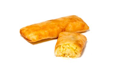 Vegetable chinese spring rolls on a white background