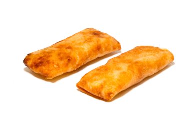 Vegetable chinese spring rolls on a white background