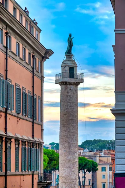 Coluna Trajano Pôr Sol Roma Itália — Fotografia de Stock