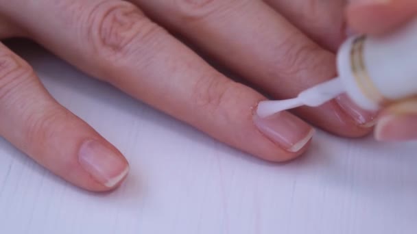 Mãos bem cuidadas senhora pintando unhas de polimento manicure isolada em  fundo branco