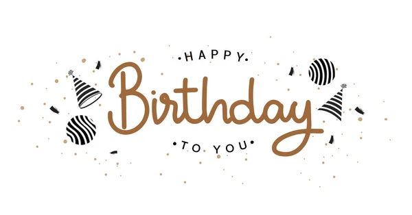 Happy Birthday Lettering Text Banner Handwritten Lettering White Background Balloon — Stock Vector