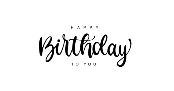 Happy Birthday Lettering Text Banner Black Color Vector Illustration — Stock Vector