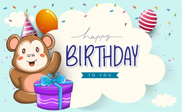 Cute Children Birthday Invitation Greeting Card Happy Birthday Party Cute — ストックベクタ