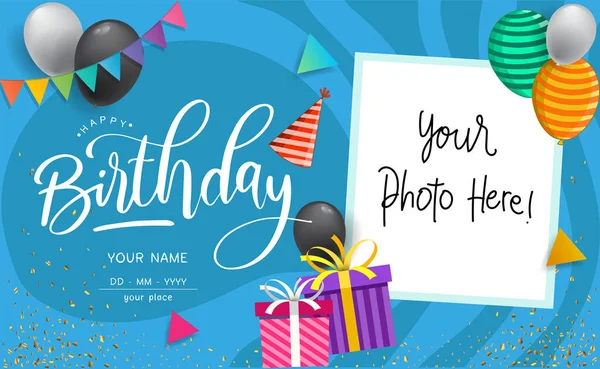 Feliz Cumpleaños Tipografía Vector Diseño Para Tarjetas Felicitación Póster Con — Vector de stock