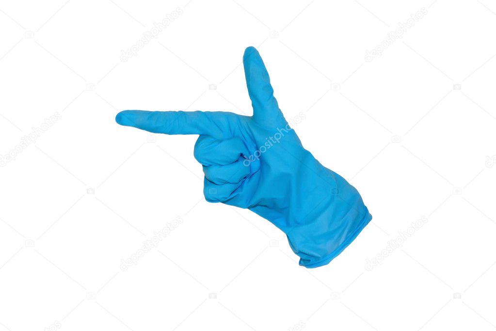 Rubber glove forming a gun