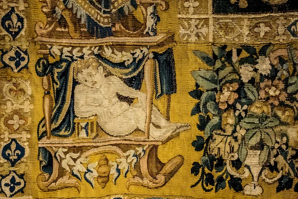 Detail of gobelin tapestry made in oudenaarde flanders belgium — Stock Photo, Image