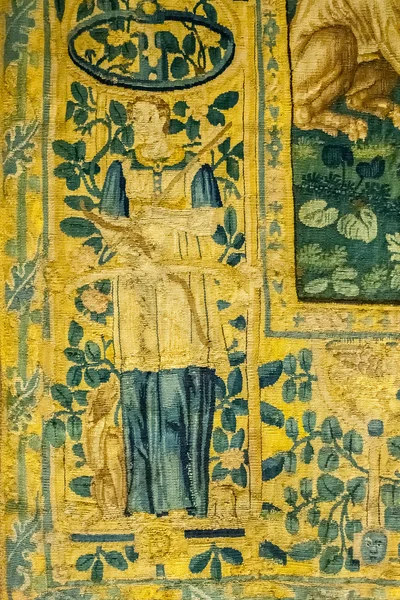 Detalhe da tapeçaria gobelin feita em flanders oudenaarde bélgica — Fotografia de Stock
