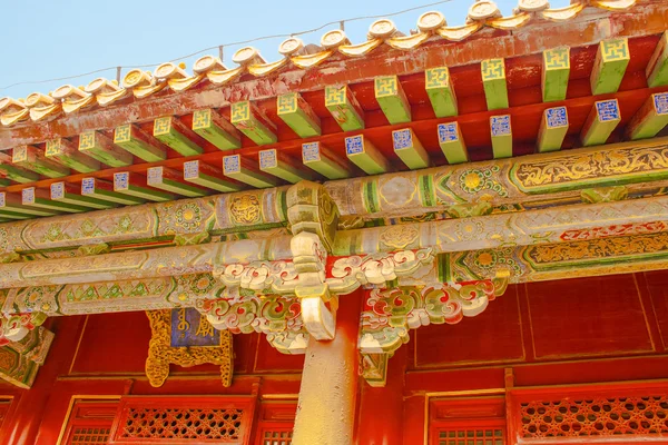 Ornately painted beams in the Forbidden City Shenyang Beijing China — Stock Photo, Image