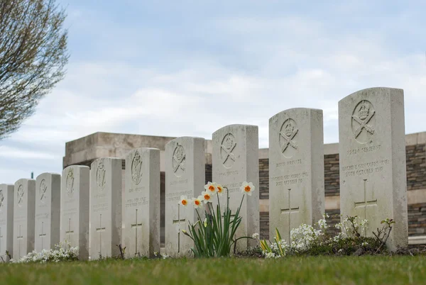 Nya brittiska kyrkogården i Flandern fält Belgien — Stockfoto