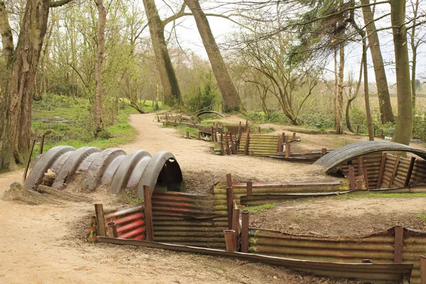 Loopgraven van de eerste Wereldoorlog slagveld België — Stockfoto