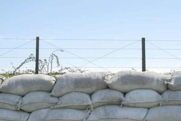 Wereldoorlog 1 loopgraaf van dood Vlaanderen België sandbags — Stockfoto