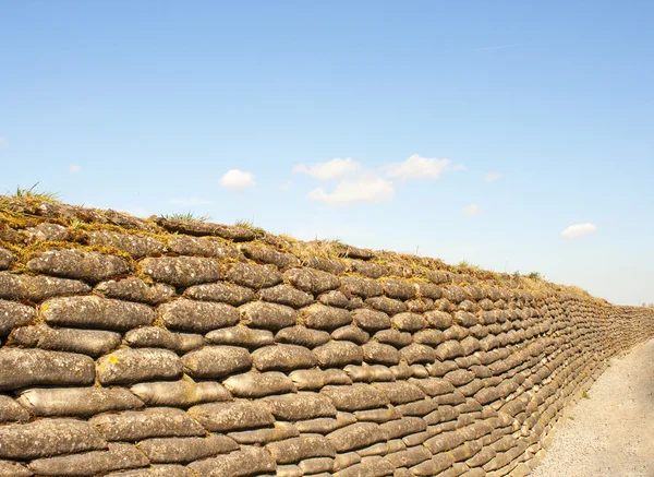 Rowy śmierci ww1 worek z piaskiem flanders fields Belgia — Zdjęcie stockowe