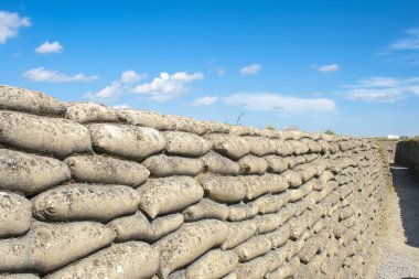 Trench world war sandbags and blue sky clipart