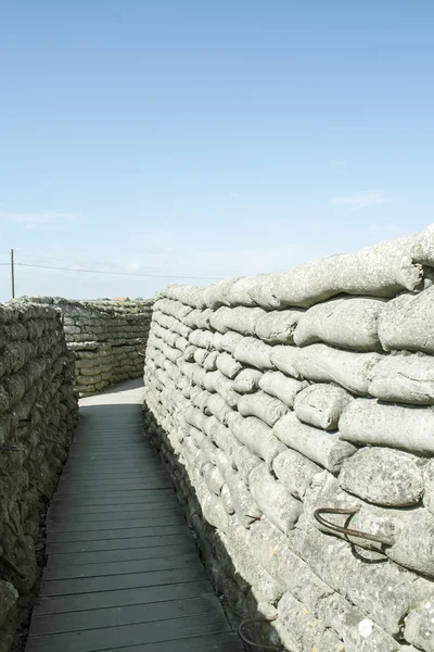 Las trincheras de la muerte una guerra mundial sacos de arena en Bélgica —  Fotos de Stock