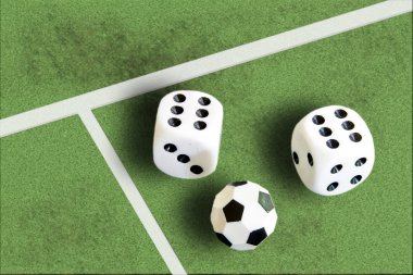 Gambling with dice and football win money clipart
