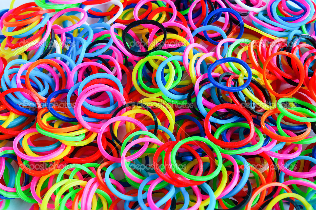 Colorful background rainbow colors rubber bands loom Stock Photo