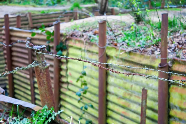 Guerra mondiale una trincea sulla collina nei campi delle Fiandre Belgio — Foto Stock