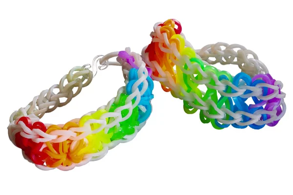 Rainbow métiers bandes de caoutchouc avec bracelet mode colorée — Photo