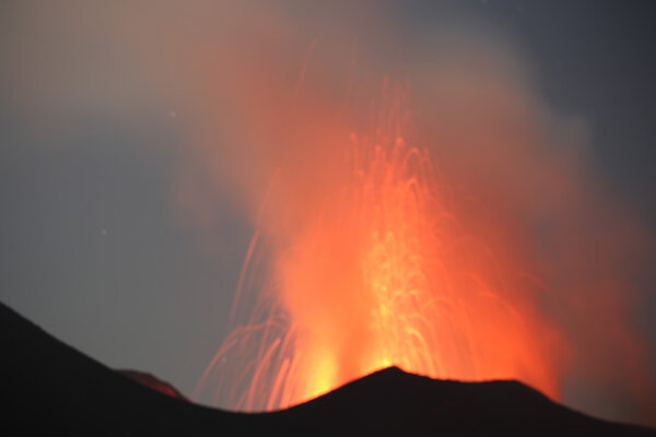 Strombolian eruption volcano Stromboli