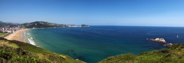 Panoramic view of the coastline from Zarautz to Guetaria clipart