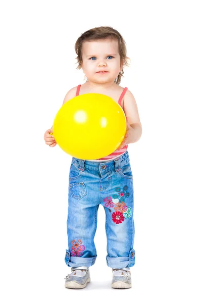 Liten flicka med en ballong — Stockfoto