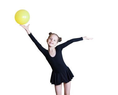 bir top kız jimnastikçi