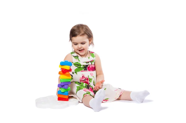 Little girl with the pyramid — Stock Photo, Image