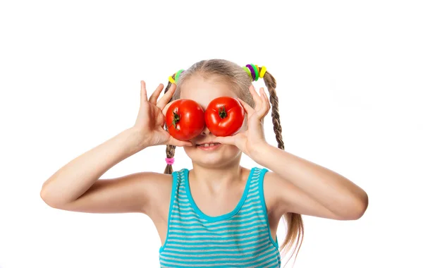 Fille à la tomate — Photo