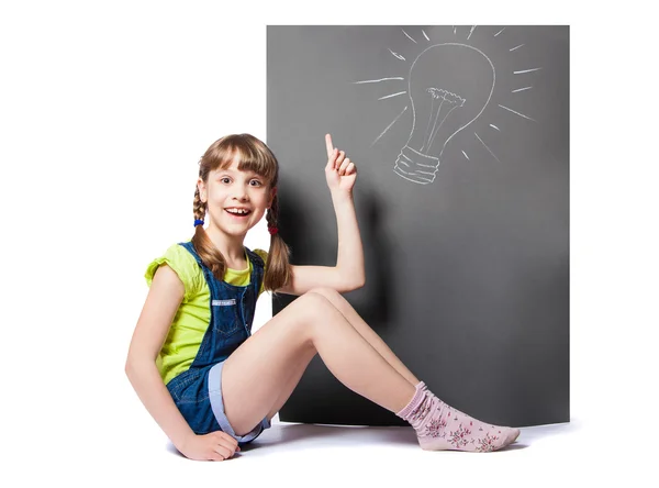 Girl showing on the poster — Stock Photo, Image