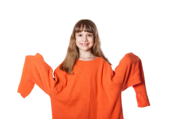 Mädchen im großen Pullover — Stockfoto