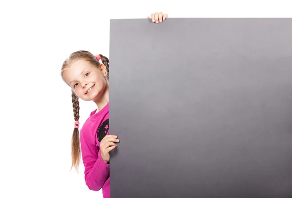 Chica mostrando en el cartel —  Fotos de Stock